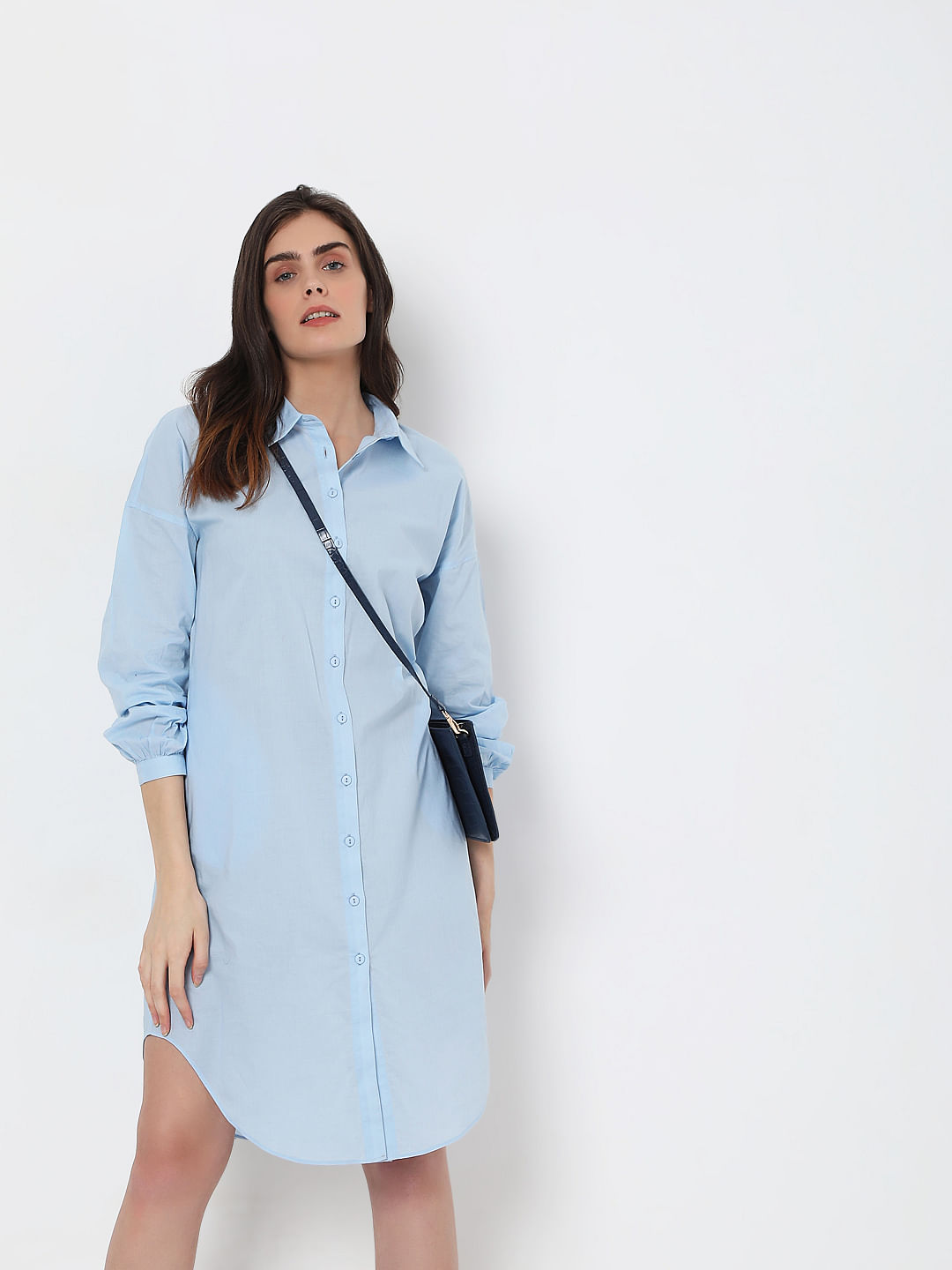 Buy Blue Tunic Shirt Dress Online In India.